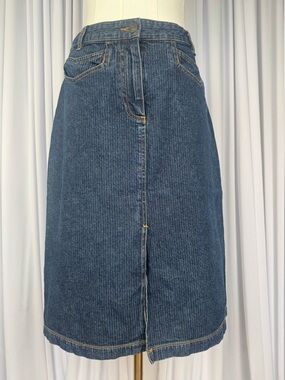 Armani Exchange Dark Blue Denim Midi Skirt with Front Slit Women’s Size 6